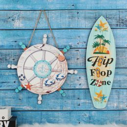 Other Hand Tools Creative Wood Surfboard Pendant Solid Wood Ship Steering Wheel Restaurant Decoration List Wall Mounted Home Decoration