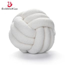 Cushion/Decorative Pillow Bubble Kiss Knotted Plush Ball Design Round Throw Pillow Waist Back Wool Knotted Cushion Sofa Bed Decoration Dolls Toys For Kids 231110