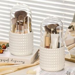 Storage Boxes Space-saving Makeup Brush Organiser 360-degree Rotating Cosmetic Organiser With Dustproof Cover Capacity For Lipsticks