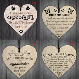 Christmas Wooden Heart Shape Letter Hanging Gift Friendship Plaque Pendant Wine Bottle Decor Pendant Tags LOVE Wood Chip299W