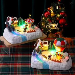 Decorative Figurines Musical Snowy House With Santa Claus And Spinning Carousel Perfect For Christmas Gifts