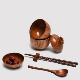 Bowls Rice Bowl Japanese Style With Lid Dishwasher Safe Container Tableware Fruit Salad Soup Snack Wooden Kitchen Accessories