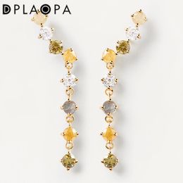 Dangle Chandelier DPLAOPA 925 Sterling Silver Gold Long Chain Zircon CZ Charm Beads Summer Wedding Fine Jewellery Luxury Jewels 230410