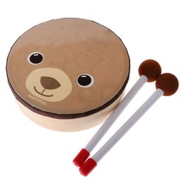 Cartoon Bear Pattern Drum Musical Toy Percussion Instrument with Drum Sticks Strap for Children Kids