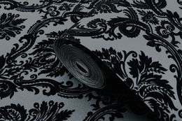 Classic mystery black velvet flock wallpaper 3D Suede thick luxury for home docor wall covering
