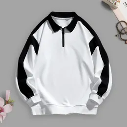 Men's Hoodies Men Color-block Sweatshirt Sporty Contrast Color With Zipper Neckline Stylish Lapel Long Sleeve Top For Teens