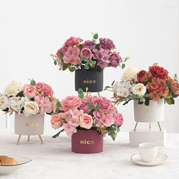 Декоративные цветы искусственное цветочное уклонный гидрангея пион свадебный букет ретро -домашний свадебный свадебный сад. День святого Валентина