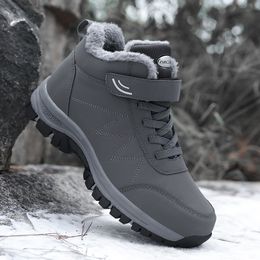 2023 New Waterproof Winter Men Ankle Boots Plush Warm Snow Boot Unisex Women Work Hiking Shoes Sneakers High Top Non-slip Rubber