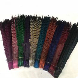 Whole Custom Colours Pheasant Tail Feathers Iewelry Craft Hat Mask Feather Hair Extention 100pcs 20-22inch 50-55cm EEA294-1273b