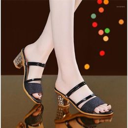 Dress Shoes Women's 2023 Summer Sandals Short Heels High Fashion Open Toe Korean Sexy Wild Women