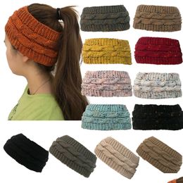 14 Colours Knitted Twist Headband Empty Ponytail Hat Womens Casual Thermal Drop Delivery Dh8Su