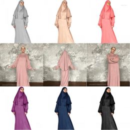 Ethnic Clothing Muslim Ladies Two-piece Hijab Long Sleeve Dress Islamic Suit Arab Fashionable Elegant Abaya Jilbab