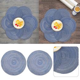 Table Mats 2PCS Round Braided Placemats 12 Inch For Dining Tables Washable Heat Party BBQ And Silicone Circle