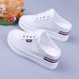 Slippers Half Women s Mesh Surface Hollowed Summer Versatile Student Bones Outdoor Breathable Closed Toe Casual Shoes White 230410