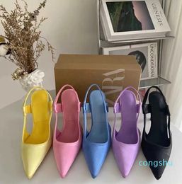 2023 summer Sandals Blue High Heels Women Stiletto Pumps Casual Pointed Toe Slingbacks Shoes Pink Fashion Party versatile