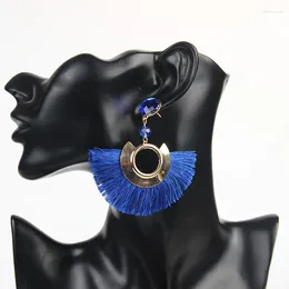 Dangle Earrings Fashion Simple Crystal Fan-shaped Tassel Retro Ethnic Creative All-match Charm Ladies Jewelry