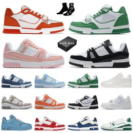 Designer Casual Shoes with Virgil Trainers Calfskin Leather Abloh Denim Black White Green Red Blue Letter Overlays for Women Mens Platform Sneakers