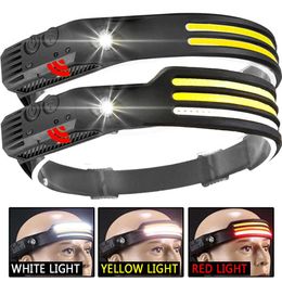 Head lamps LED Headlamp Rechargeable Bright Headlamp Flashlight Motion Sensor Spotlight Lightweight Head Lamp for Camping Running Hiking P230411