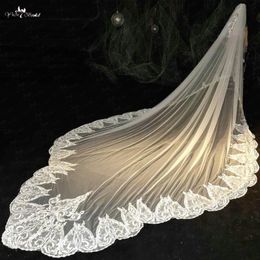 Bridal Veils LZP503 Yiai Design Luxury 5 Meters Wedding Veil Expensive Lace Long Two Layer Cathedral Metal Comb Bride