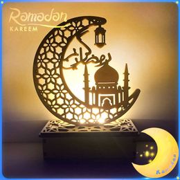 Novelty Items Ramadan Decoration 2023 Wooden Moon Star LED Lights Deco Bedroom Decoration Ramadan Party Lighting Decorative Lamps Z0411