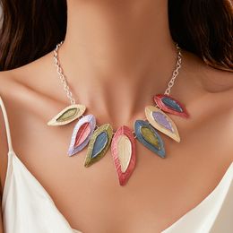 Beach Resort Style Fashion Versatile New Hollow Irregular Stripe Necklace, Colorful Handmade Oil Dropping Craft, niche design, Elegant Necklace