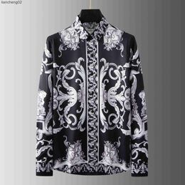 Men's Casual Shirts Retro Palace Style Shirts For Men Long Sleeve Slim Casual Shirt Business Social Formal Dress Shirts Party Tuxedo Streetwear 2022 W0410