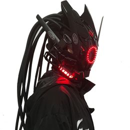 Party Masks Pipe dreadlocks Cyberpunk Cosplay Shinobi Special Forces Samurai Triangle Project El With Led Light 230411