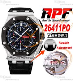 APF 44mm 26411PO A3126 Automatic Chronograph Mens Watch Ceramic Bezel Black Dial Stick Leahter Strap Exclusive Technology Super Version Puretimewatch A1