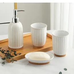 Bath Accessory Set Ceramic Bathroom Supplies Toilet Four-piece Tray Brushing Wash Mouth Cup Kit Toothpaste Dispenser