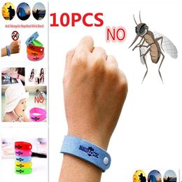 Other Garden Supplies 10Pcs Eco Friendly Anti Mosquito Wristband Insect Bugs Repellent Bracelet Safe For Children Home Outdoor Pest Dhkrb