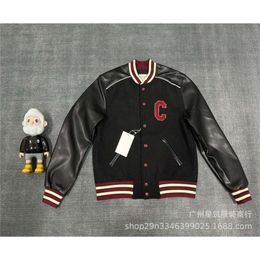 Chaopai c Family 23 Autumn New Letter Towel Embroidery Couple Casual Loose Spliced Pilot Jacket Coat