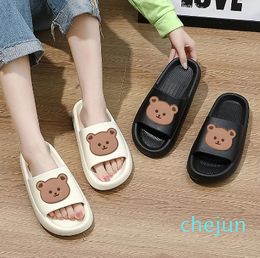 Slippers Couple Fashion Bear Sandals Non-slip Bathroom Thick Sole Indoor And Outdoor Flip Flops Lovely Shoes