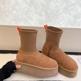 Ugglie W classic dipper boot ugglises ladies snow boots fur sheepskin slides ug winter warm slim booties zippers suede slip on thick platform shoes