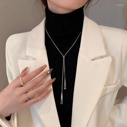 Pendant Necklaces Geometric Sweater Box Chain Female Long Necklace For Women Y2K Adjustable Fine Jewellery Wedding Party Birthday Gifts