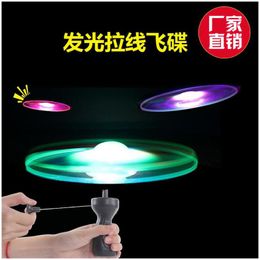 Other Event Party Supplies Funny Spinning Flyer Luminous Flying Ufo Led Light Handle Flash Toys For Kids Outdoor Game Colour Random Dhx90