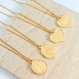 Pendant Necklaces Hammer Pattern Irregular Heart Stainless Steel Necklace For Women Kpop Accessories Grunge Korean Fashion Jewellery