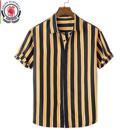 Men's Casual Shirts FREDD MARSHALL Summer Fashion Classic Vertical Striped Shirt Men Short Sleeve Casual Business Dress Shirts Tops 5203 230410