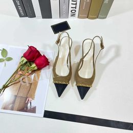 Luxury Designer Heels Summer 2023 Pointy Chain Classic Vintage Women Shoes High Heels Y23