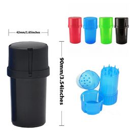 Colourful Mini Plastic Grinder Tobacco Spice Herb Grinders Crusher Smoking Accessories For Herbal Machine With Airtainer Storage Container Case Wholesale