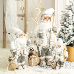 Christmas Decorations 60cm Large Santa Claus Merry Christmas Decorations for Home Happy New Year 2023 Fabric Knitting Clothes Doll Window DecorL231111