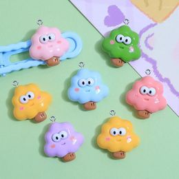 Charms 10Pcs Cartoon Kawaii Tree Resin Pendants For Jewellery Making Earring Necklace Keychain DIY Craft Findings Accessories