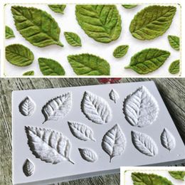 Baking Moulds Sugarcraft Leaves Sile Mod Candy Polymer Clay Fondant Mould Cake Decorationg Tool Flower Making Gumpaste Rose Leaf Drop Dhzsn