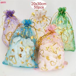 50Pcs Lot 20x30CM Large Organza Bags Jewellery Pouches Or Wedding Candy Packaging Gift Bag 7ZSH3282557