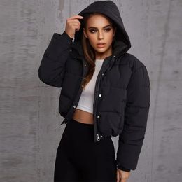 Womens Down Parkas Fashion Oversize Female Clothes Short Jacket Quilted Puffer Women Winter Hooded Padded Coat Warm Parka Outerwear 231110