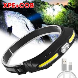 Head lamps 5 Modes COB LED Headlamp Waterproof USB Rechargeable Headlight Powerful Portable Work Lights Outdoor Camping Fishing Flashlight P230411