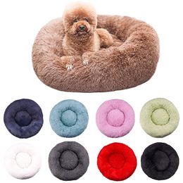 kennels pens Pet Dog Bed Comfortable Donut Round Dog Kennel Ultra Soft Washable Dog and Cat Cushion Bed Winter Warm Doghouse Drop 231110