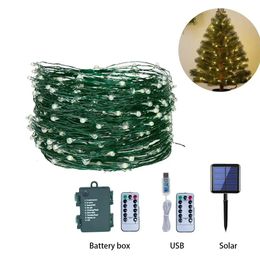 Christmas Decorations 10M100LED string light green wire fairy warm white garden for outdoor home party decoration 231110