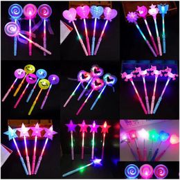 Other Event Party Supplies Creative Led Luminous Glow Stick Night Colorf Light Lamp Flash Cartoon Decoration Projection Toys Gifts Dhi82