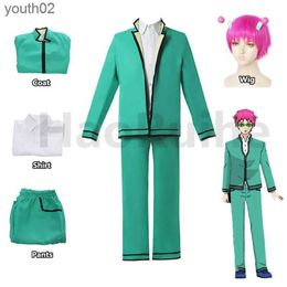 Anime Costumes Anime Saiki Kusuo The Disastrous Life K.-Nan Cosplay Wigs Comes Uniform Tops Pants Headwear Cos Props Wigs ZLN231111