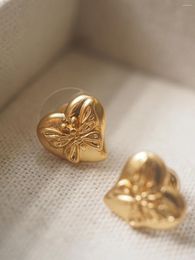 Stud Earrings Love Butterfly Vintage Greek Golden Mini Embossed Personality Heart Sweet Piercing